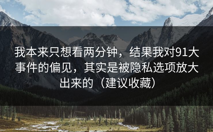 我本来只想看两分钟，结果我对91大事件的偏见，其实是被隐私选项放大出来的（建议收藏）