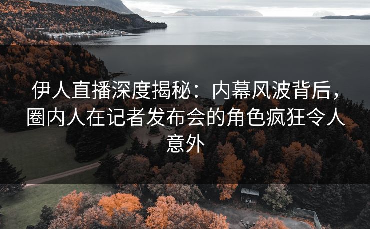 伊人直播深度揭秘：内幕风波背后，圈内人在记者发布会的角色疯狂令人意外
