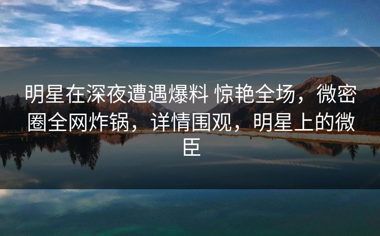 明星在深夜遭遇爆料 惊艳全场,微密圈全网炸锅,详情围观,明星上的微臣 明星在深夜遭遇爆料 惊艳全场,微密圈全网炸锅,详情围观,明星上的微臣