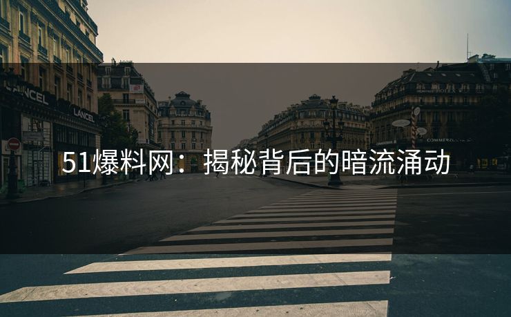 51爆料网：揭秘背后的暗流涌动